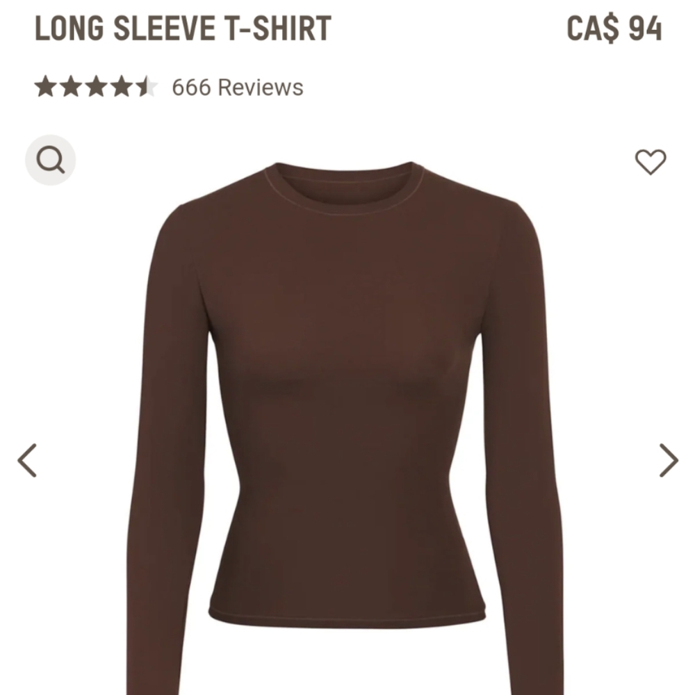 SKIMS Long Sleeve T-Shirt in Chocolate Brown